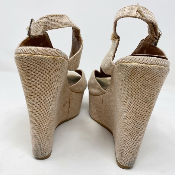Jeffrey Campbell 10 Mariel Wedge Platform Heels Beige Neutral Open Toe - Picture 3 of 10